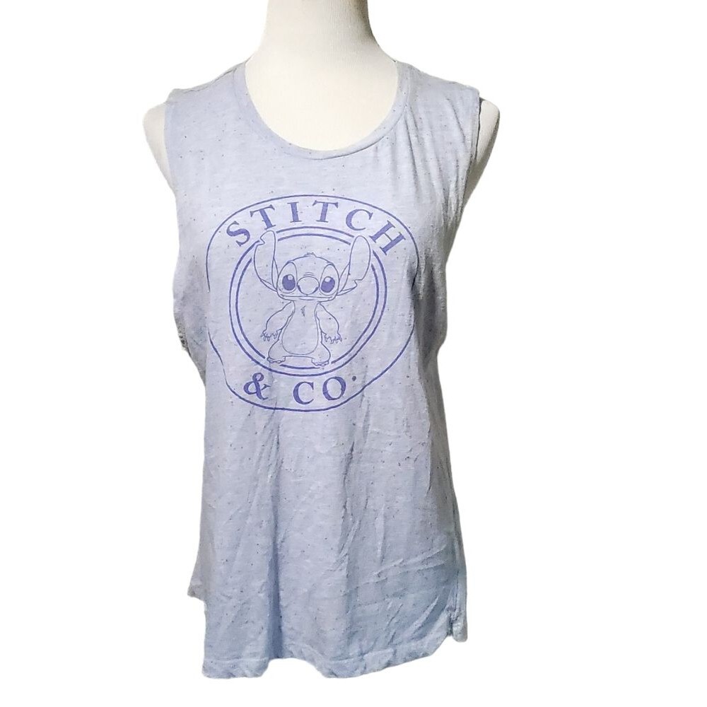 Disney Girl Tank Top Blue Polka Dots Multi Color Stitch Character Size XL 15-16